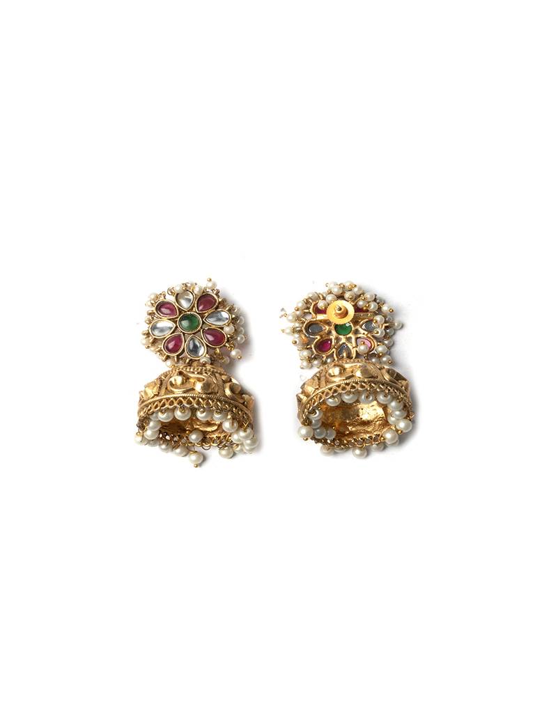 Â Exquisite Kundan Jhumki Earrings For Women With Intricate Detailing : JHM3