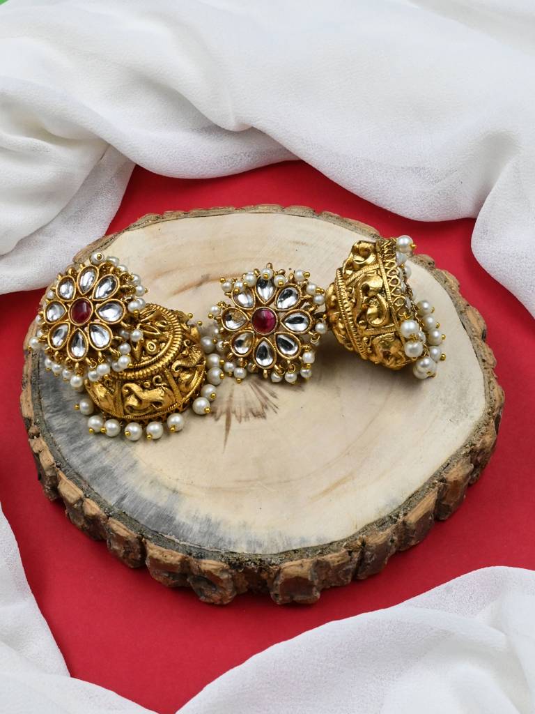 Â Exquisite Kundan Jhumki Earrings For Women With Intricate Detailing : JHM4