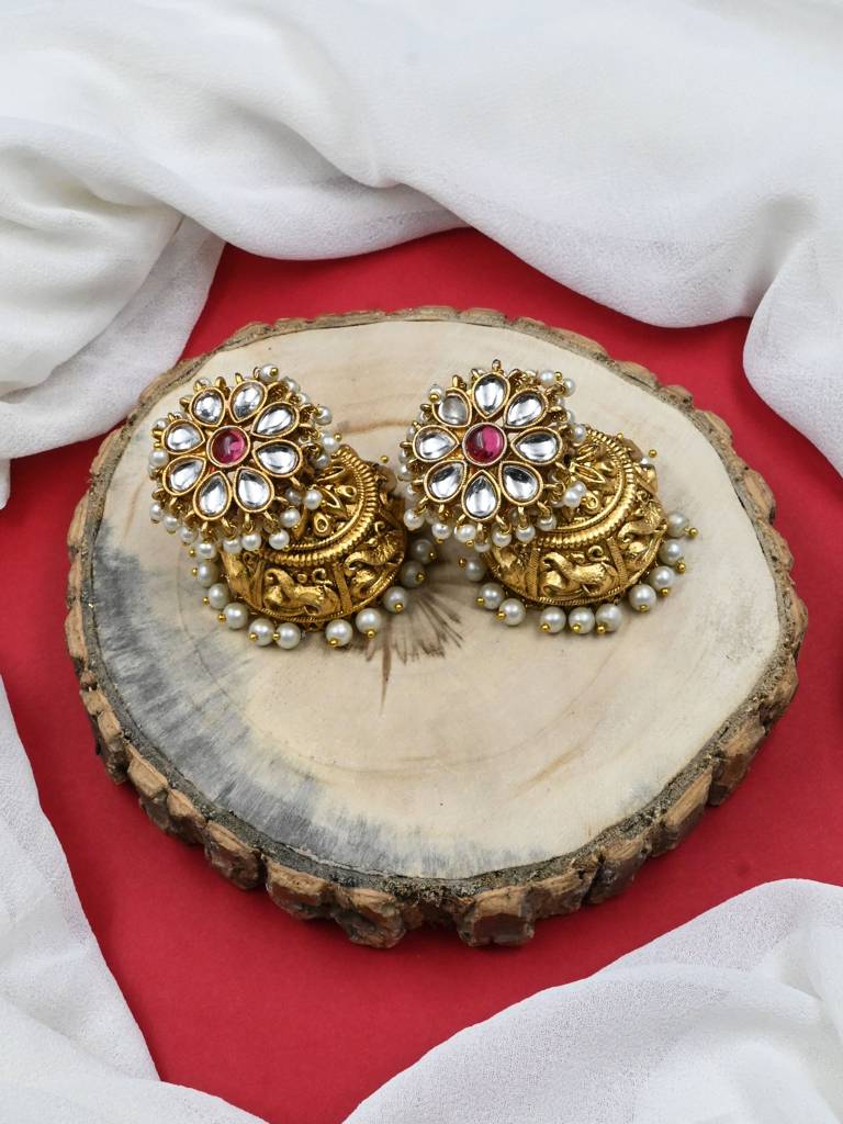 Â Exquisite Kundan Jhumki Earrings For Women With Intricate Detailing : JHM4