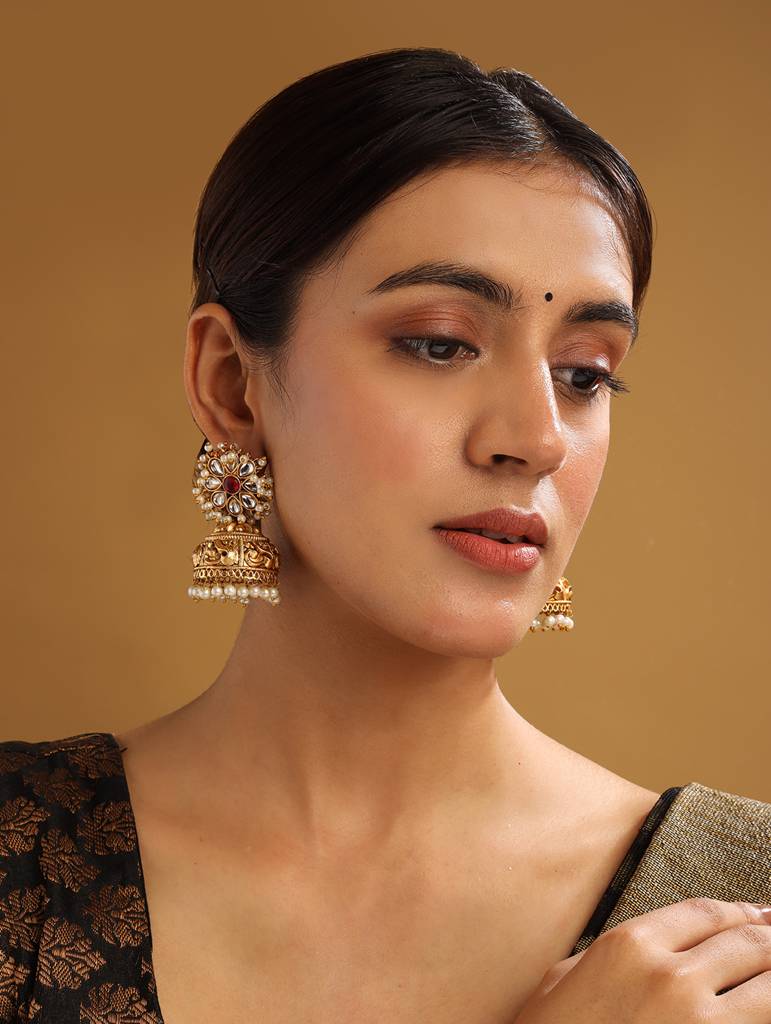 Â Exquisite Kundan Jhumki Earrings For Women With Intricate Detailing : JHM4