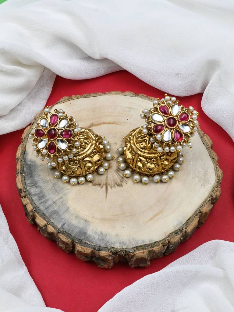 Â Exquisite Kundan Jhumki Earrings For Women With Intricate Detailing : JHM5