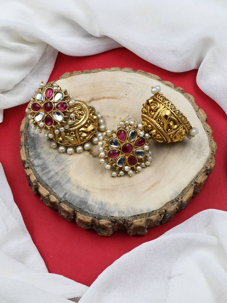 Â Exquisite Kundan Jhumki Earrings For Women With Intricate Detailing : JHM5