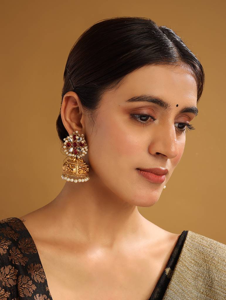 Â Exquisite Kundan Jhumki Earrings For Women With Intricate Detailing : JHM5
