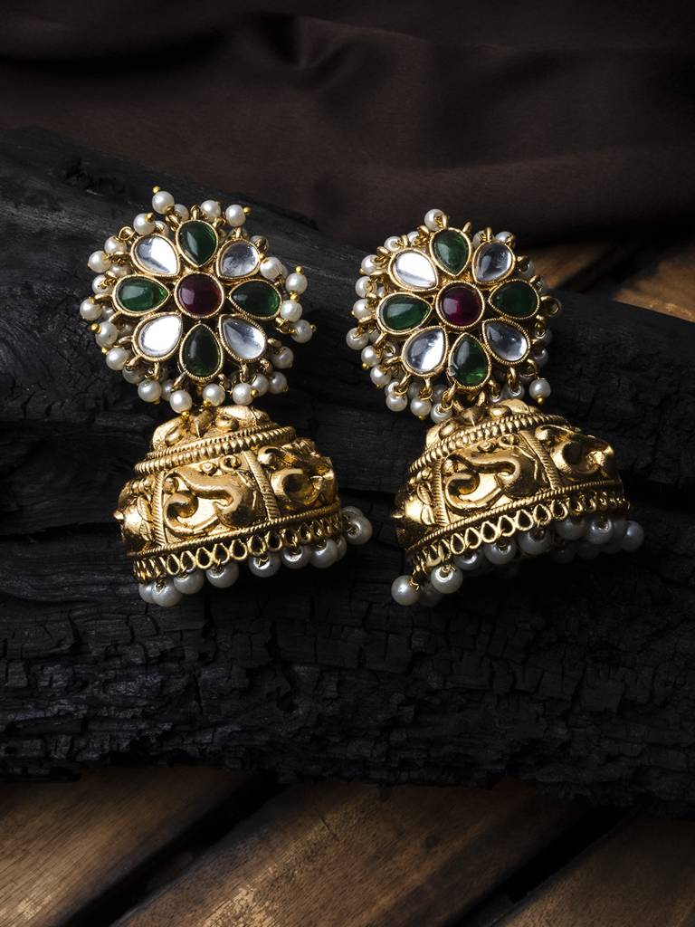 Â Exquisite Kundan Jhumki Earrings For Women With Intricate Detailing : JHM6