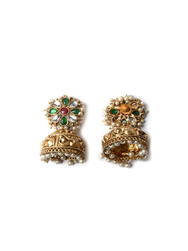 Â Exquisite Kundan Jhumki Earrings For Women With Intricate Detailing : JHM6