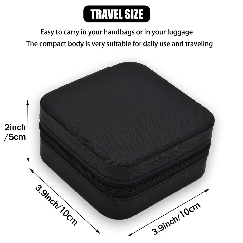 Estele Jewellery Organiser Box Leather Zipper Lock Portable Mini Jewellery Storage Box Case With Dividers : JOB-001-BLACK-JO-BOX
