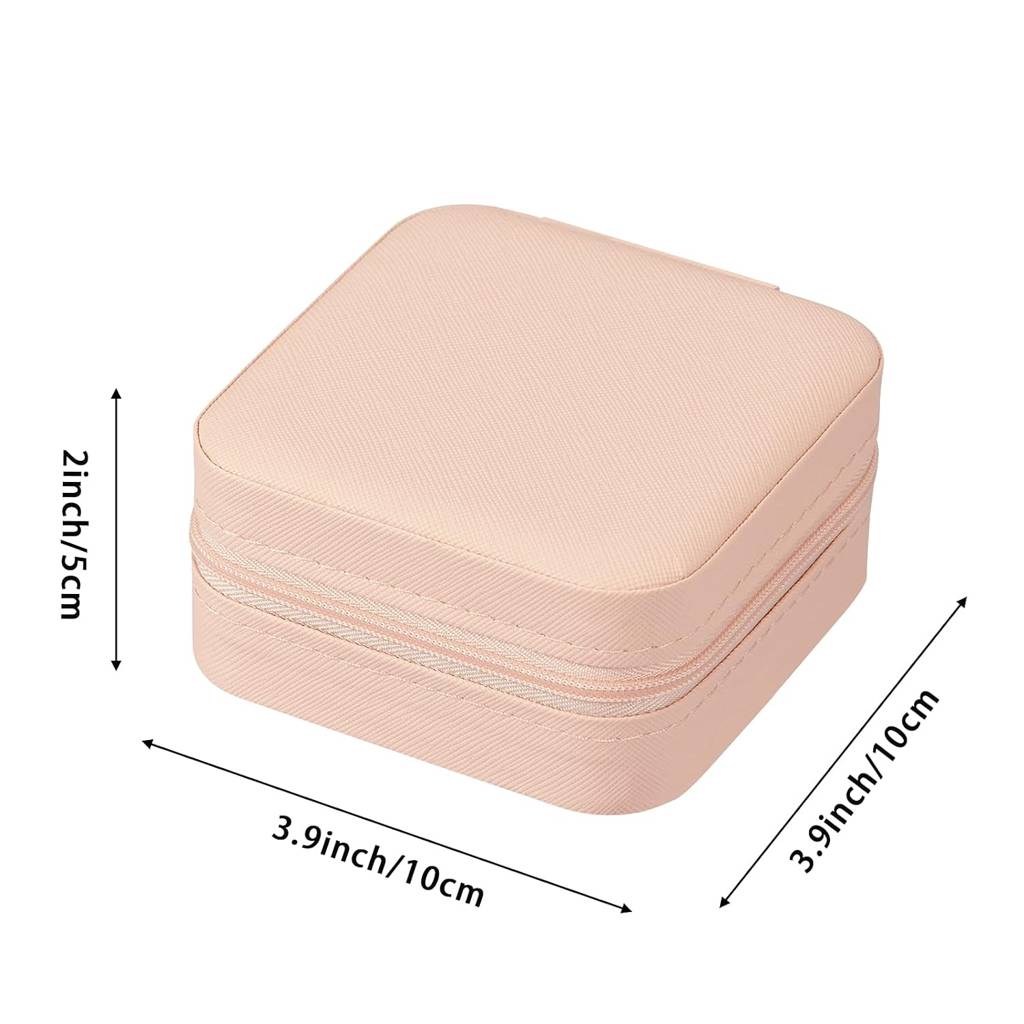 le Jewellery Organiser Box Pink Leather Zipper Lock Portable Mini Jewellery Storage Box Case With Dividers : JOB-001-PINK-JO-BOX