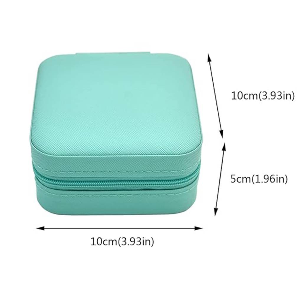 le Jewellery Organiser Box Teal Leather Zipper Lock Portable Mini Jewellery Storage Box Case With Dividers : JOB-001-TEAL-JO-BOX