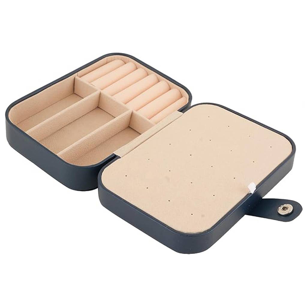 ewellery Organiser Box Blue Leather Portable Big Size Jewellery Storage Box Case With Dividers Contain : JOB-002-NAVYBLUE-JO-BOX