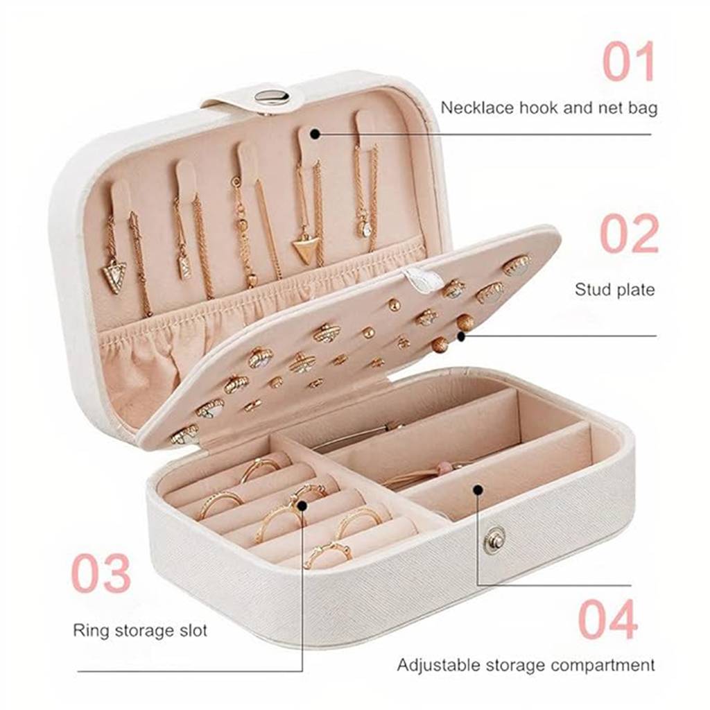 le Jewellery Organiser Box Pink Leather Portable Big Size White Jewellery Storage Box Case With Dividers C : JOB-002-PINK-JO-BOX