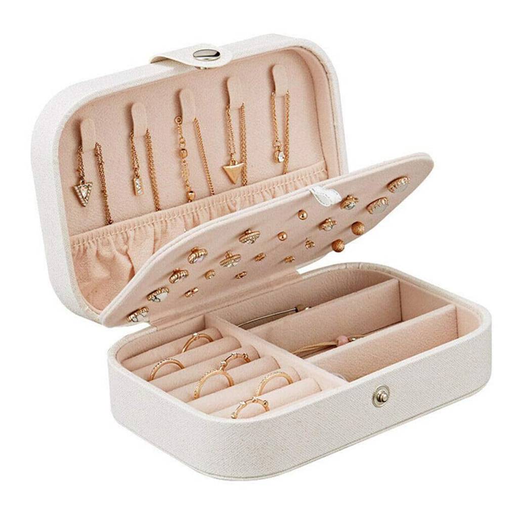 e Jewellery Organiser Box White Leather Portable Big Size White Jewellery Storage Box Case With Dividers  : JOB-002-WHITE-JO-BOX