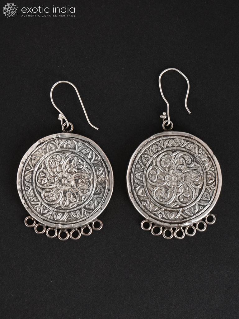 Sterling Silver Hook Earrings Hand-Painted Shrinathji : JVZ80
