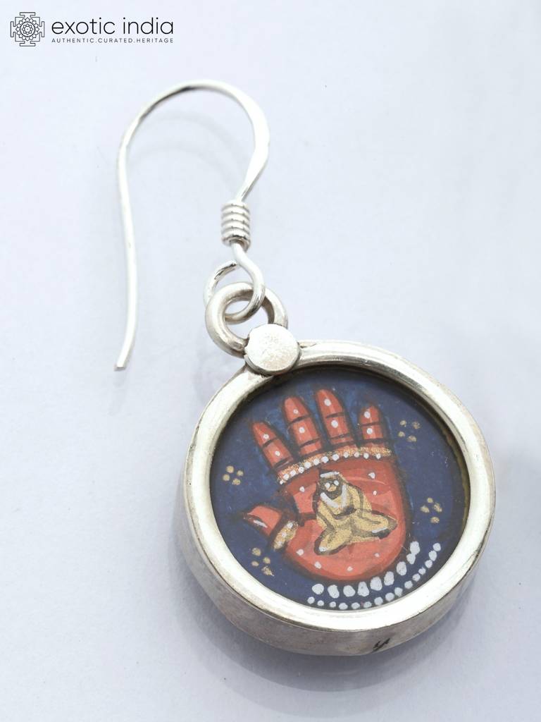 Sterling Silver Hook Earrings With Lord Hanuman : JXF30