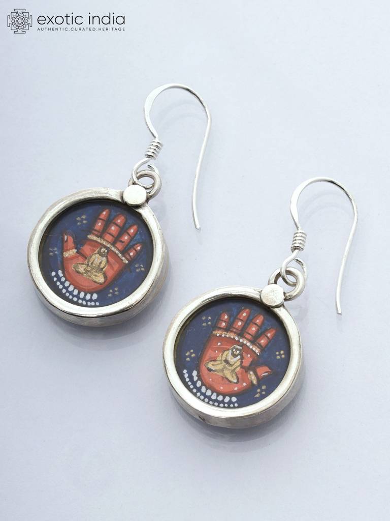 Sterling Silver Hook Earrings With Lord Hanuman : JXF30