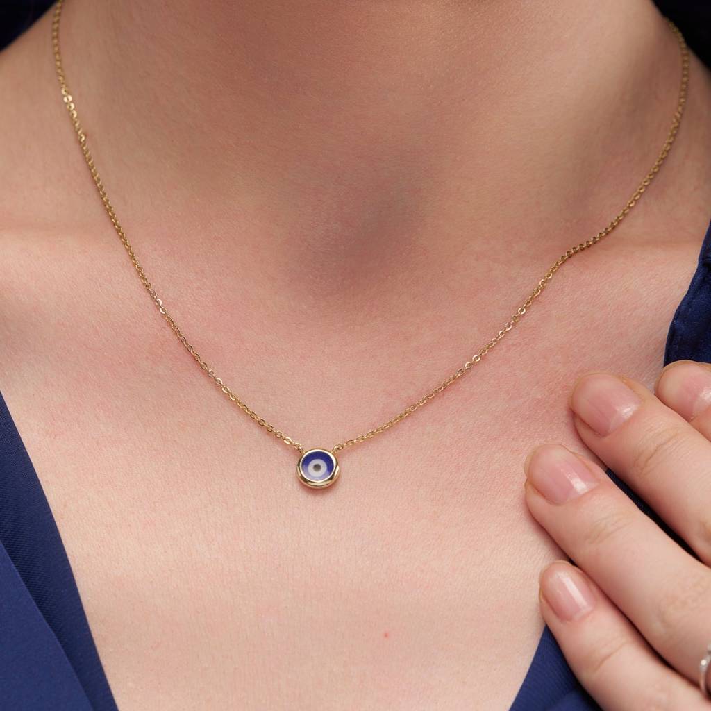 18K Gold Vermeil Delicate Evil Eye Pendant 18K Gold Vermeil