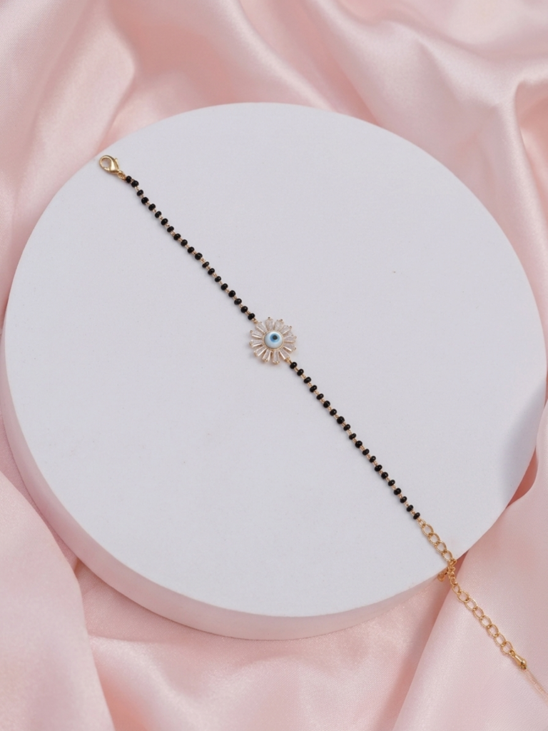 Black Beads Evil Eye Bracelet : KBR245