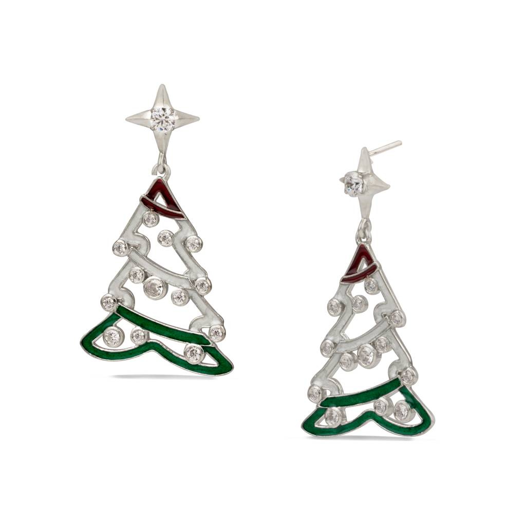 925 Sterling Silver Christmas Sparkling Silver Gemstone Earring For Women : KNPHSILE006