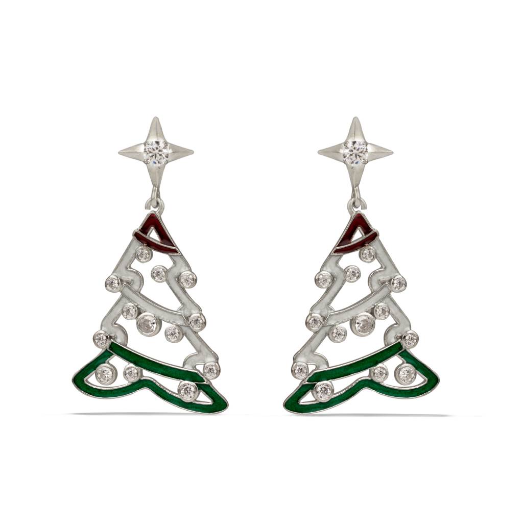 925 Sterling Silver Christmas Sparkling Silver Gemstone Earring For Women : KNPHSILE006