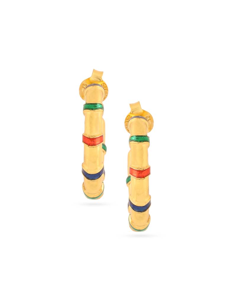 925 Sterling Silver Gold Plated Colorful Enamel Hoop Earring For Women : KNPHSILE011