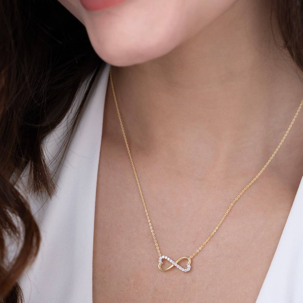 18K Gold Vermeil Infinity Heart Necklace : KNC0077-Gold
