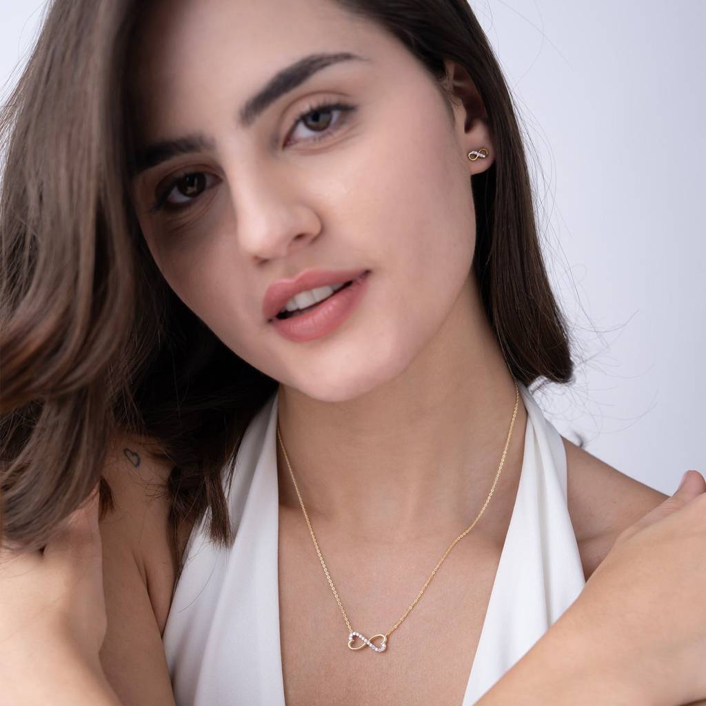 18K Gold Vermeil Infinity Heart Necklace : KNC0077-Gold