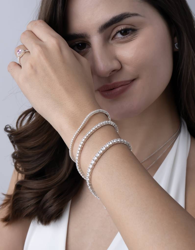 18K Gold Vermeil Round Diamond Tennis Bracelet 3Mm : KBT0004