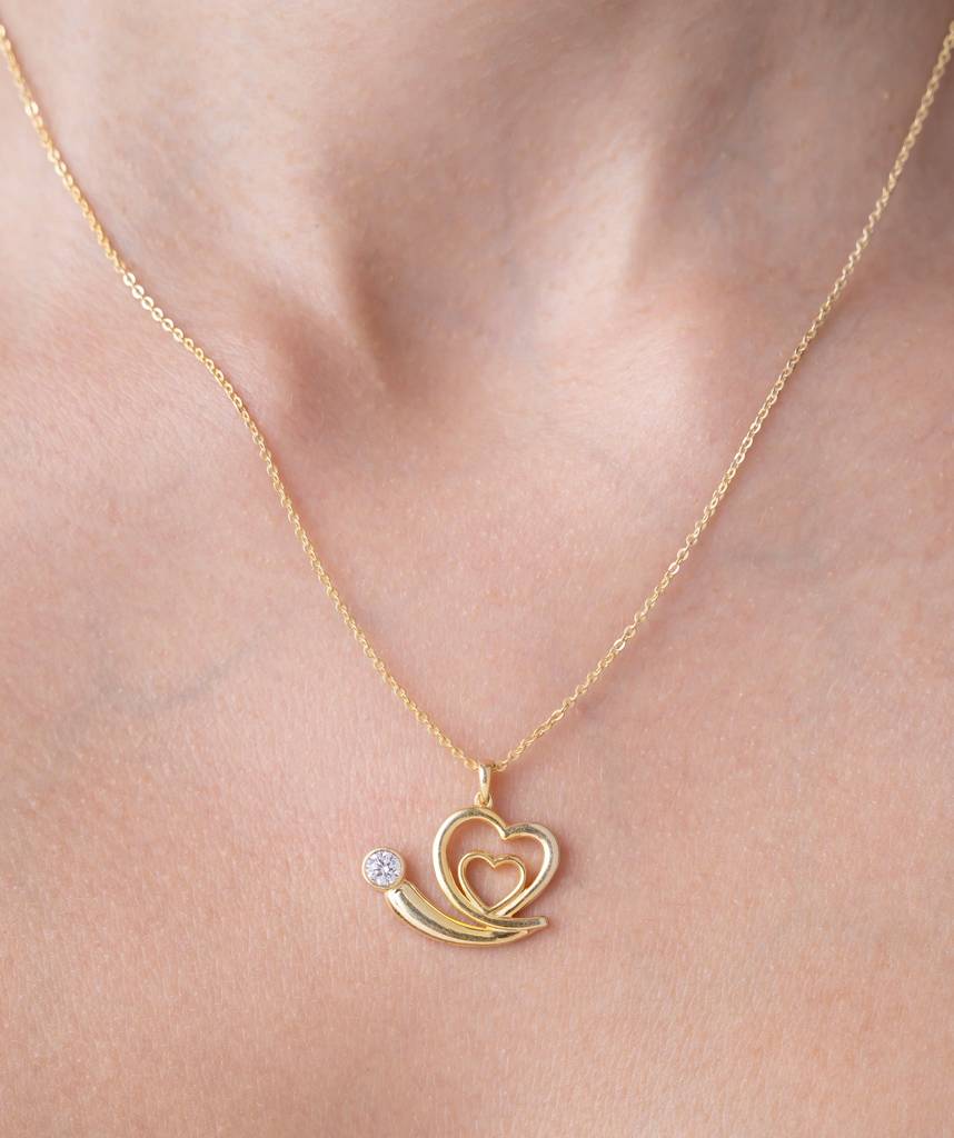 18K Gold Vermeil Double Heart Pendant : KNP0065-Gold