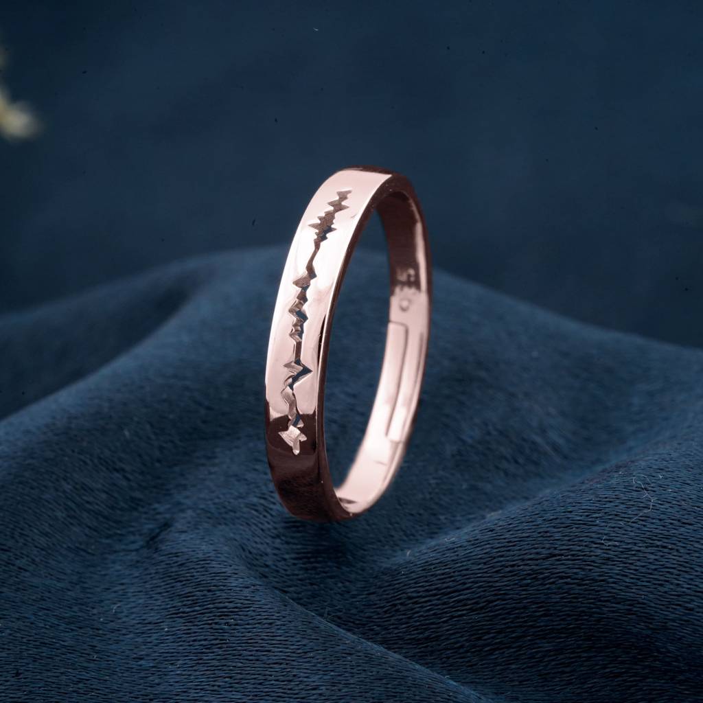 Rose Gold Heart Beat Women'S Band Ring : ZLCPLR-1006-WR