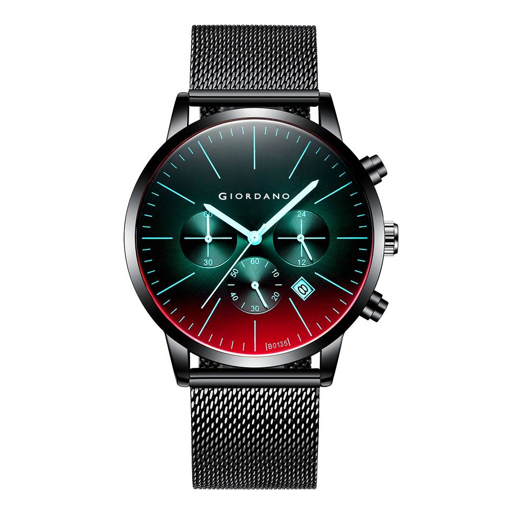 Giordano Formal Chronograph Watch For Men With Round Dial, Mesh Metal Strap, And Date Display : GZ-50183-11