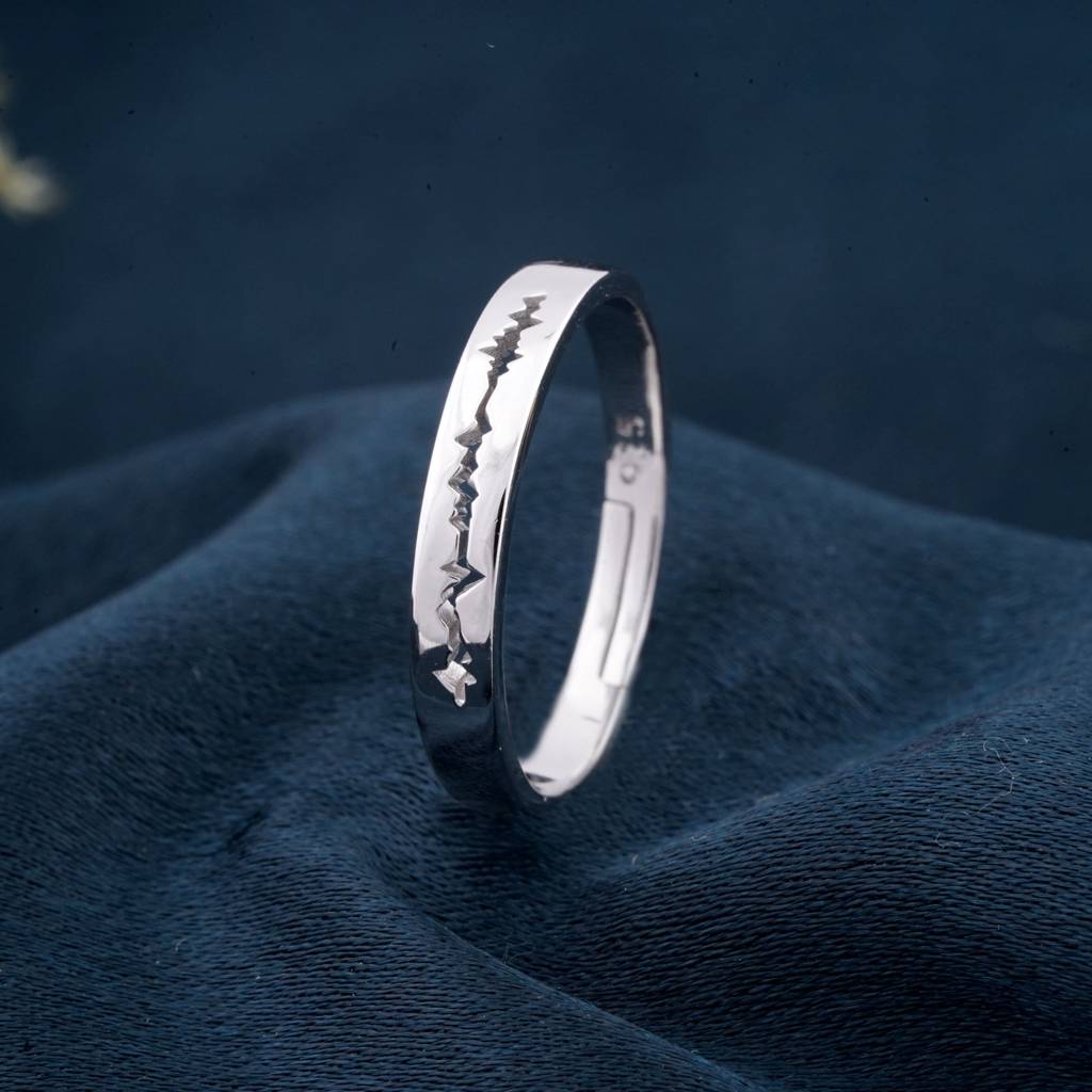 Silver Heart Beat Women'S Band Ring : ZLCPLR-1006-WW