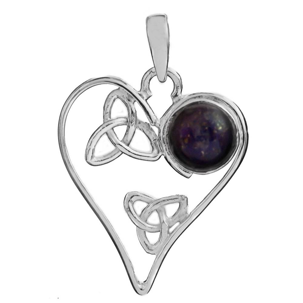 Sterling Silver Pendant With Heart-Shape And Faceted Gemstone : LBN19--lapislazuli