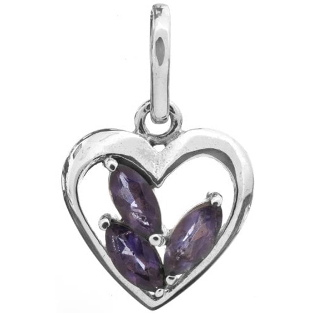 Sterling Silver Pendant With Heart Shape Design With Faceted Gemstone : LCJ60--iolite