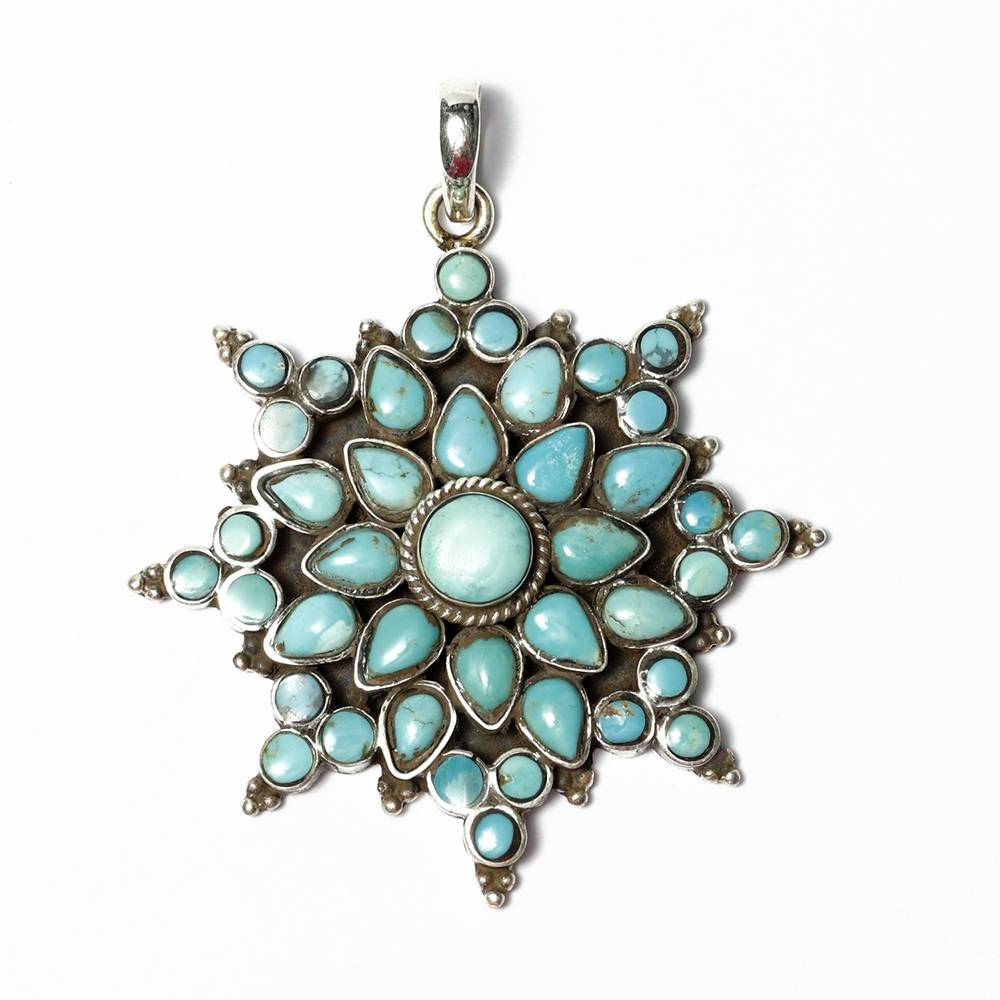 Sterling Silver Pendant With Turquoise Star Design : LDD360