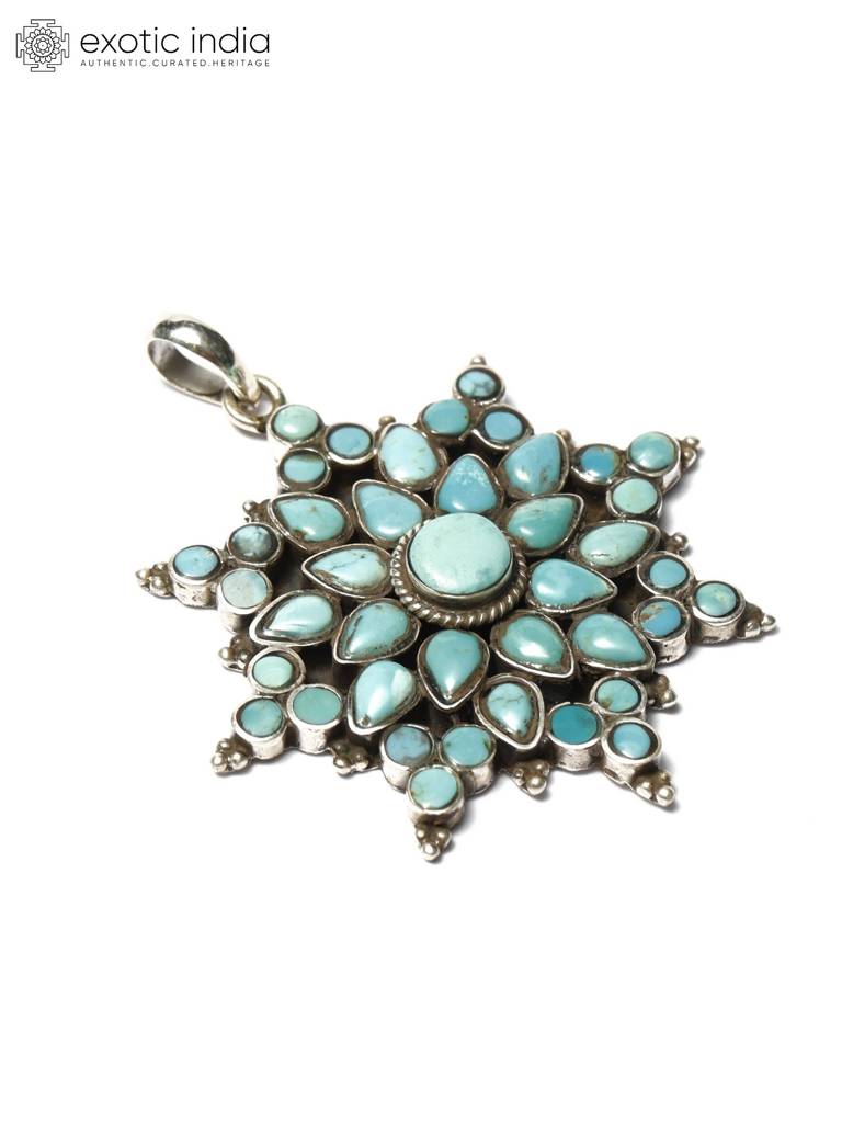 Sterling Silver Pendant With Turquoise Star Design : LDD360