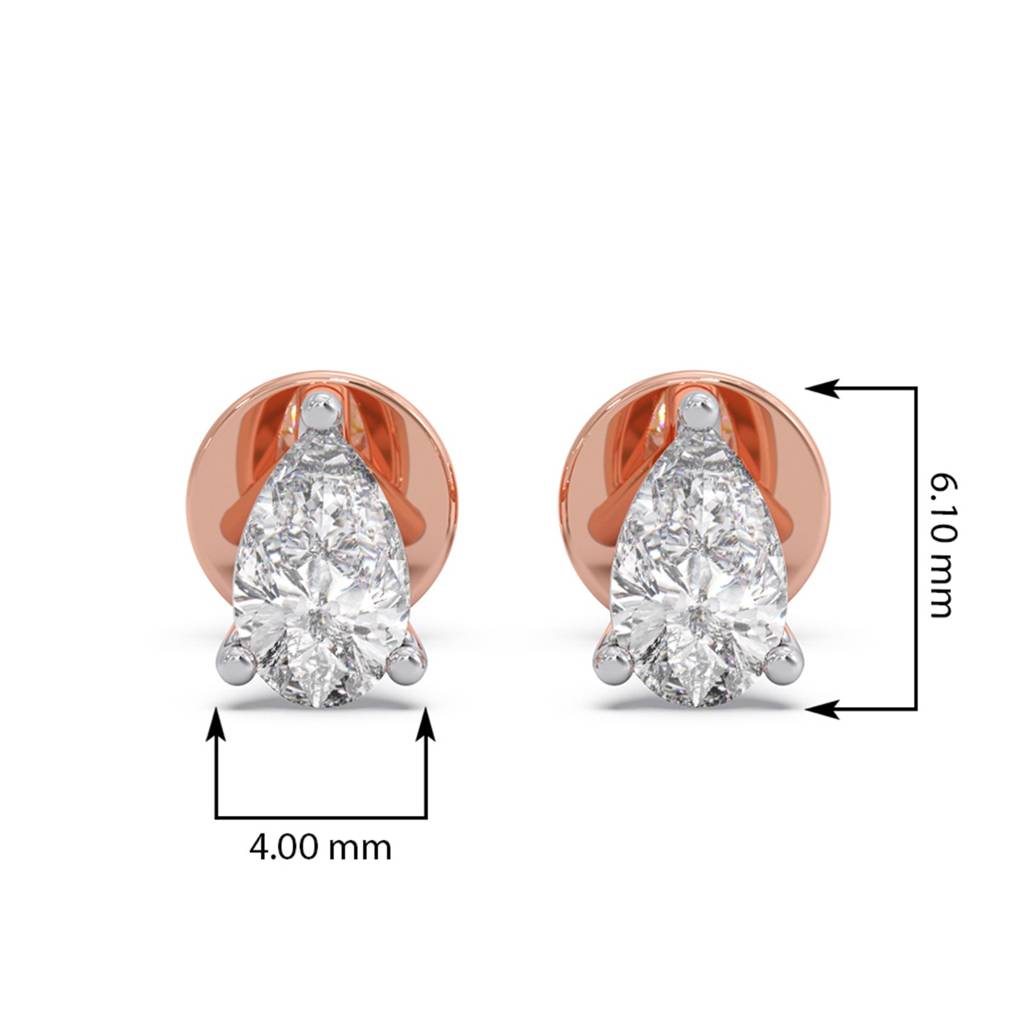 Pear Cut Cvd Diamond 14K Yellow Gold Stud Earrings For Women | Bis Hallmark And Igi Certified Vvs Vs Ef Lab Grown  : LJ-E00169
