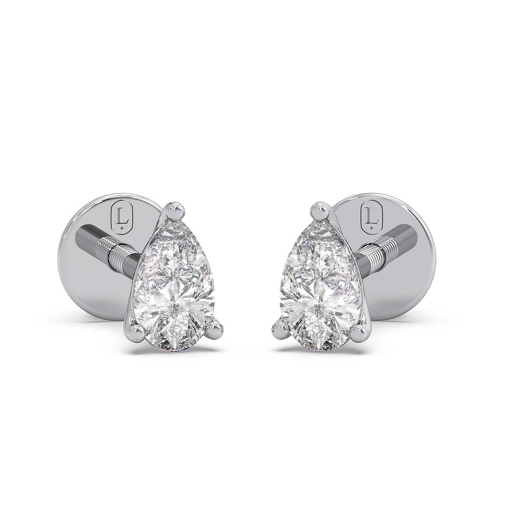 Pear Cut Cvd Diamond 14K Yellow Gold Stud Earrings For Women | Bis Hallmark And Igi Certified Vvs Vs Ef Lab Grown  : LJ-E00169