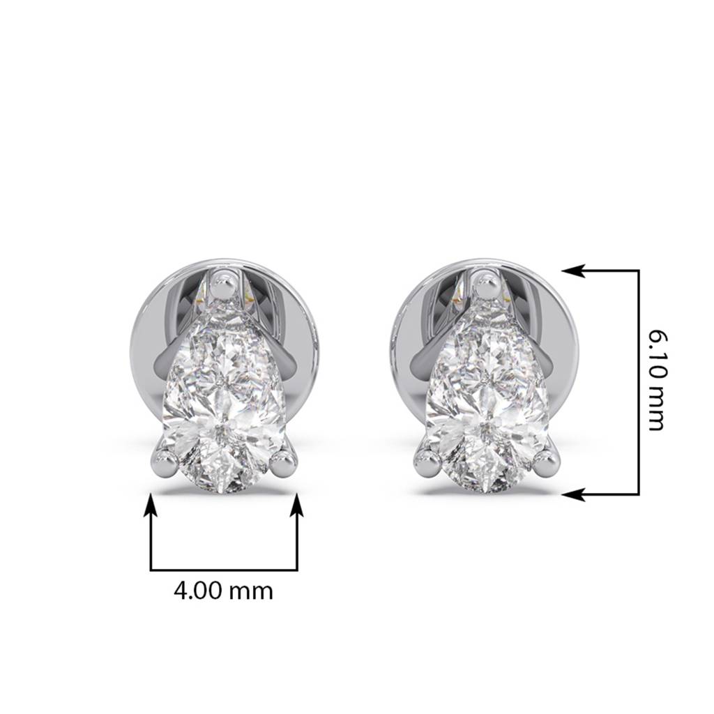 Pear Cut Cvd Diamond 14K Yellow Gold Stud Earrings For Women | Bis Hallmark And Igi Certified Vvs Vs Ef Lab Grown  : LJ-E00169