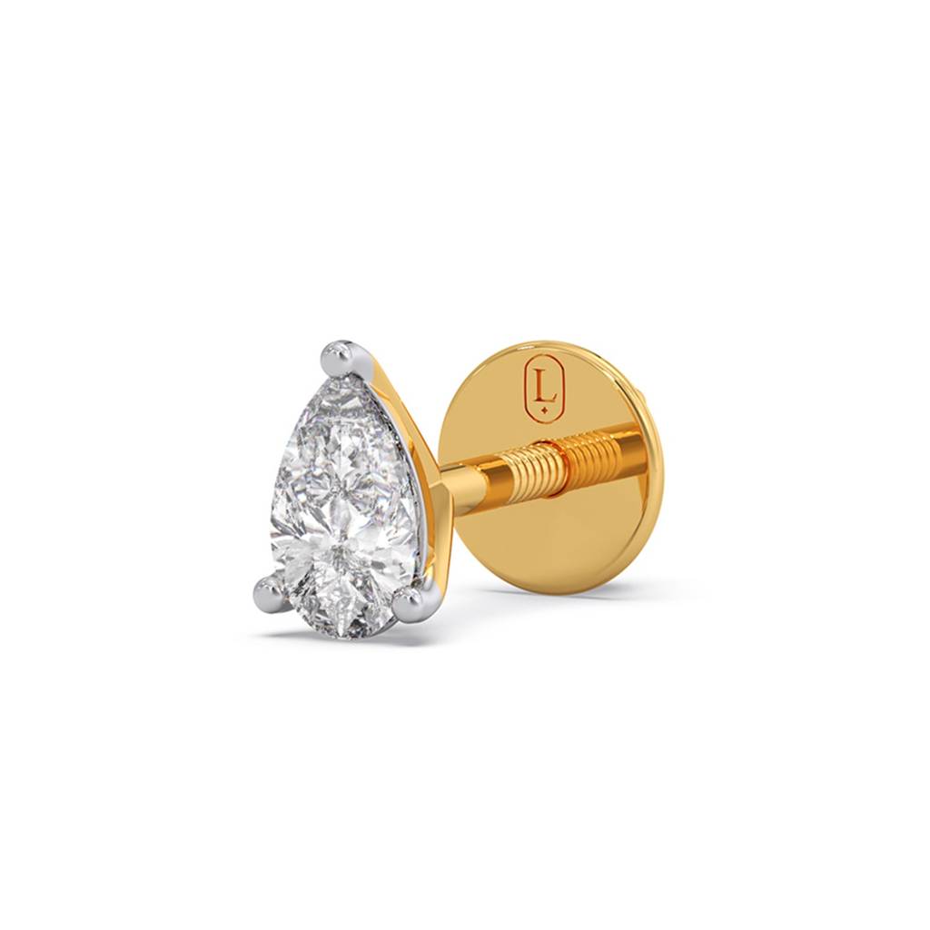 Pear Cut Cvd Diamond 14K Yellow Gold Stud Earrings For Women | Bis Hallmark And Igi Certified Vvs Vs Ef Lab Grown  : LJ-E00169