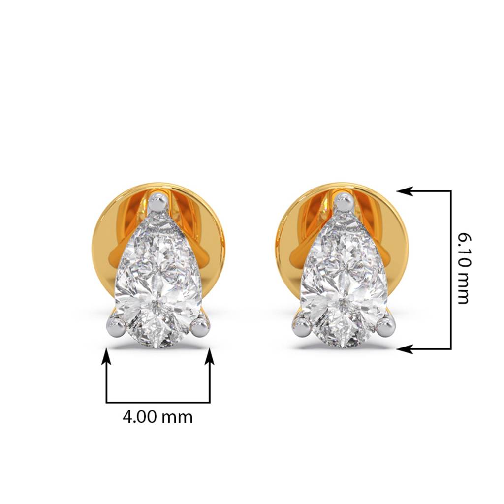 Pear Cut Cvd Diamond 14K Yellow Gold Stud Earrings For Women | Bis Hallmark And Igi Certified Vvs Vs Ef Lab Grown  : LJ-E00169