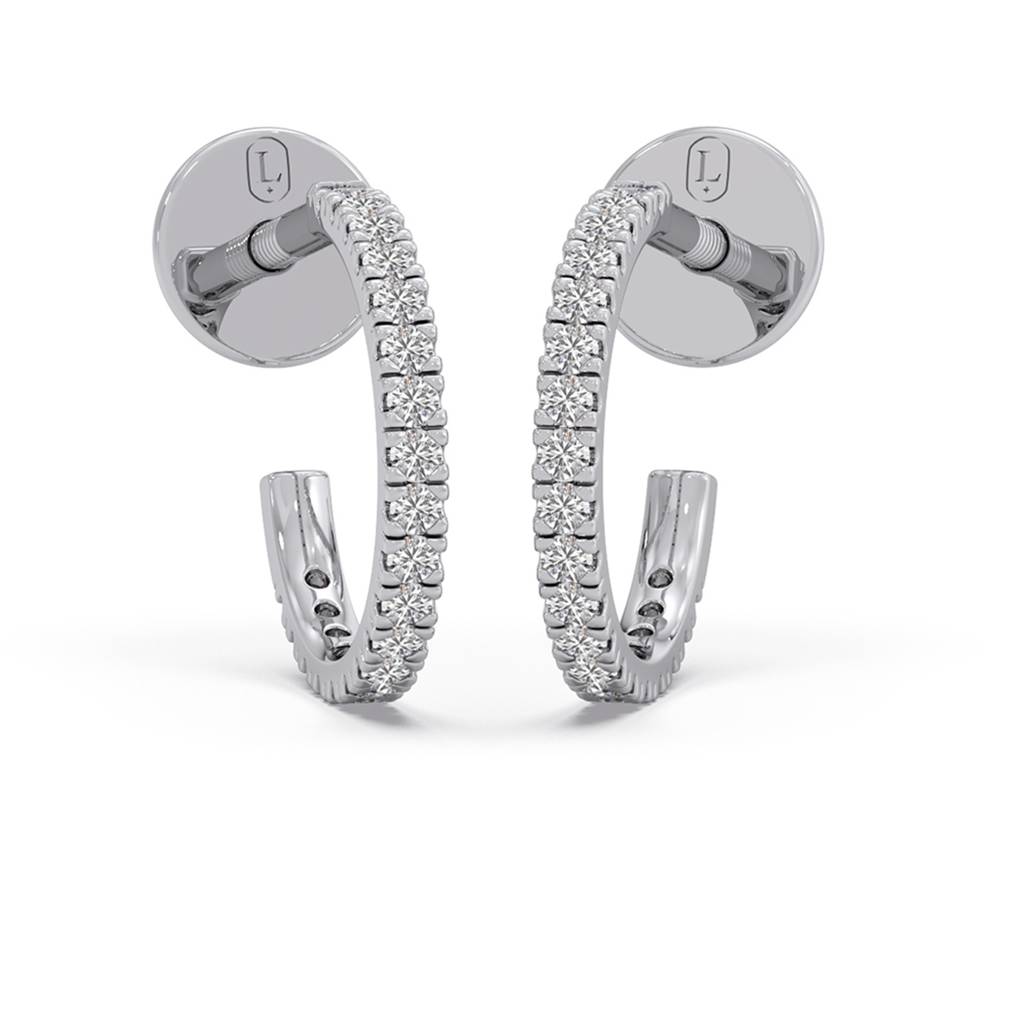 14K Yellow Gold Bis Hallmarked Pure Gold And Cvd Diamond Half Hoop Earrings For Women | Fine Jewelry Gifting For B : LJ-E00263