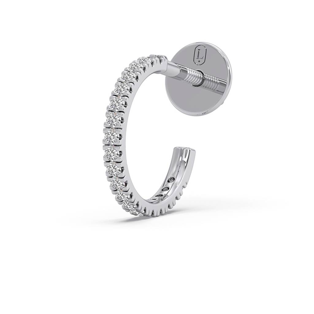 14K Yellow Gold Bis Hallmarked Pure Gold And Cvd Diamond Half Hoop Earrings For Women | Fine Jewelry Gifting For B : LJ-E00263