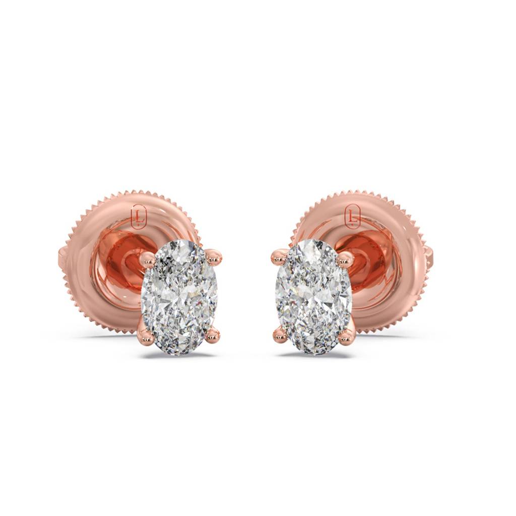 Oval Solitaire Lab Grown Diamond Stud Earrings For Women |Bis Hallmarked And Igi Certified Vvs-Vs Ef Cvd Diamonds : LJ-E00358