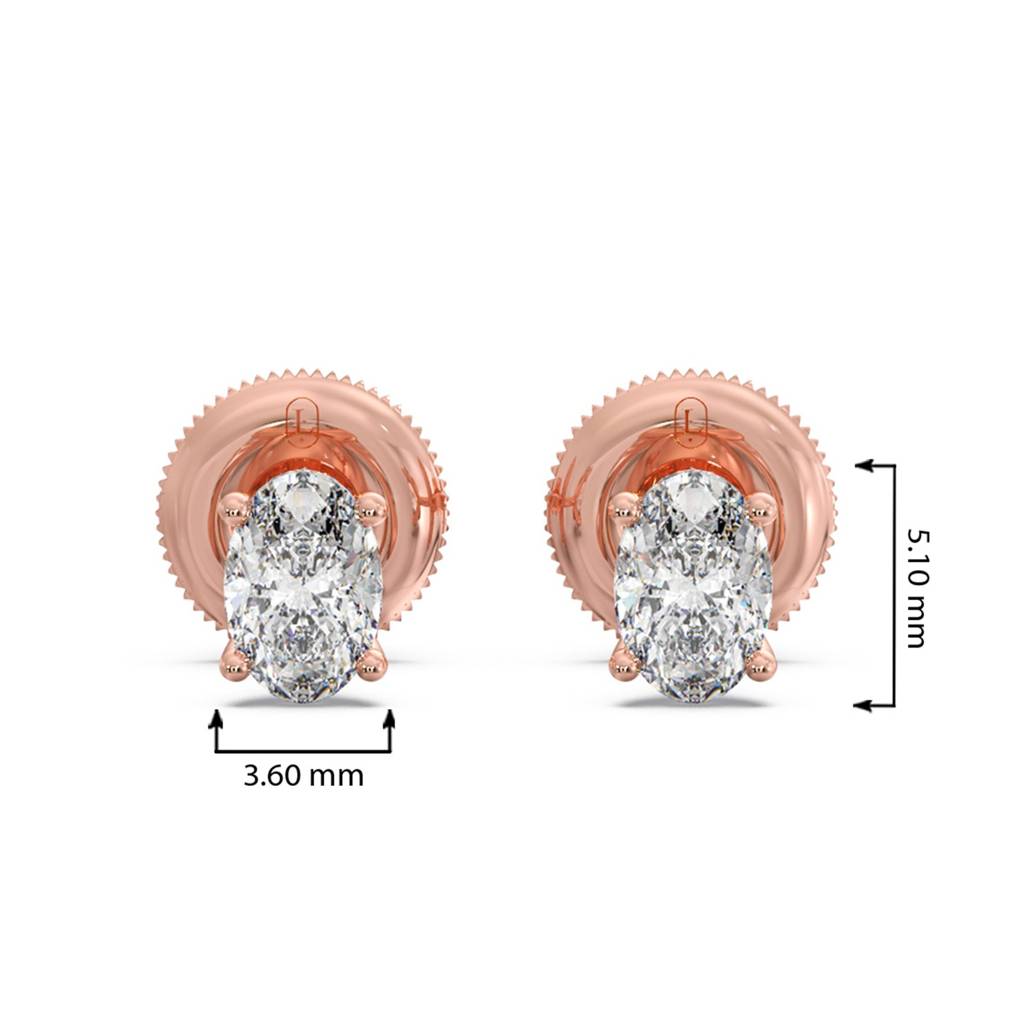 Oval Solitaire Lab Grown Diamond Stud Earrings For Women |Bis Hallmarked And Igi Certified Vvs-Vs Ef Cvd Diamonds : LJ-E00358