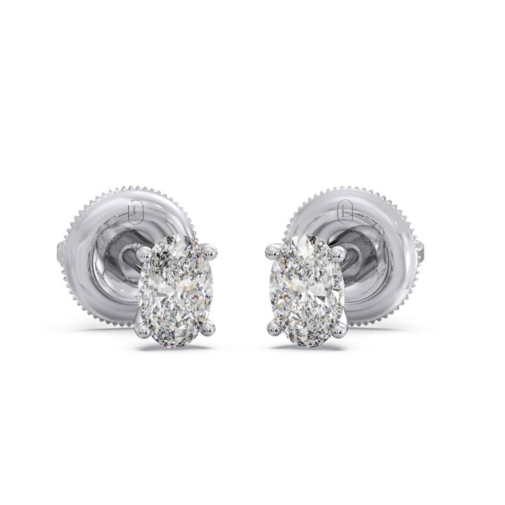 Oval Solitaire Lab Grown Diamond Stud Earrings For Women |Bis Hallmarked And Igi Certified Vvs-Vs Ef Cvd Diamonds : LJ-E00358