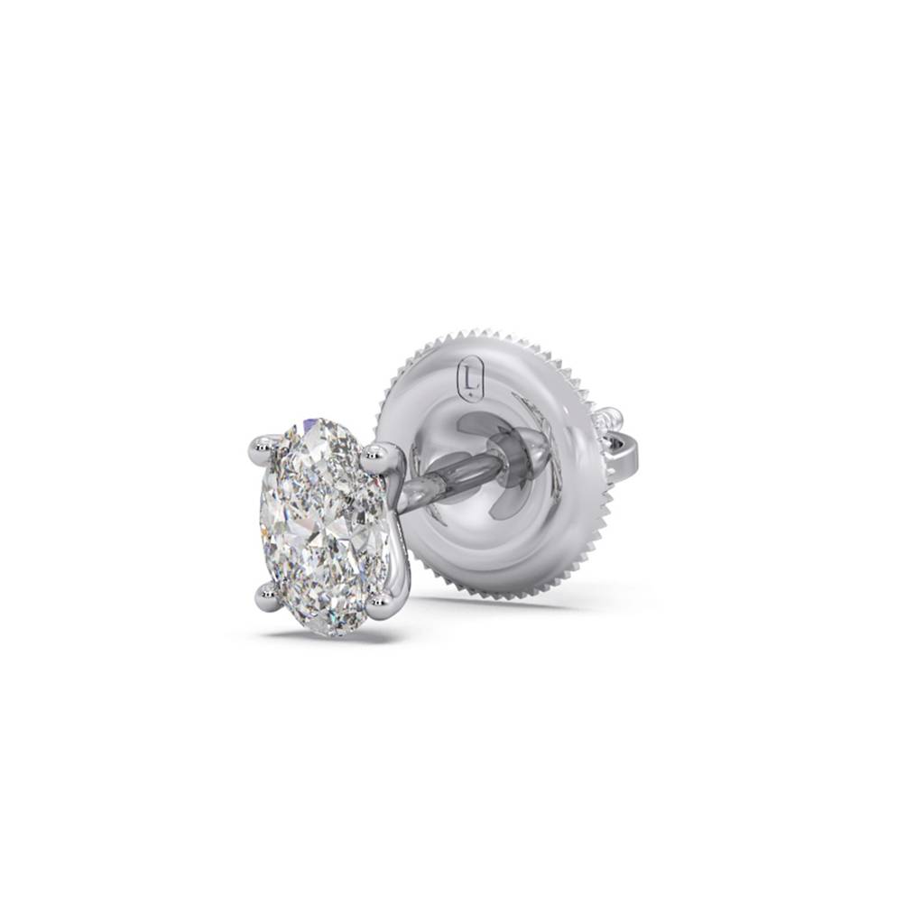 Oval Solitaire Lab Grown Diamond Stud Earrings For Women |Bis Hallmarked And Igi Certified Vvs-Vs Ef Cvd Diamonds : LJ-E00358
