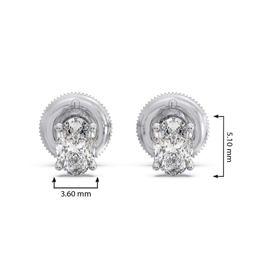 Oval Solitaire Lab Grown Diamond Stud Earrings For Women |Bis Hallmarked And Igi Certified Vvs-Vs Ef Cvd Diamonds : LJ-E00358