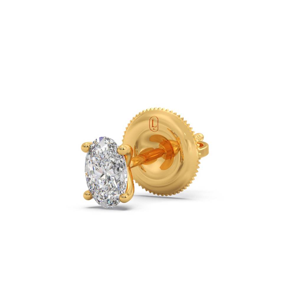 Oval Solitaire Lab Grown Diamond Stud Earrings For Women |Bis Hallmarked And Igi Certified Vvs-Vs Ef Cvd Diamonds : LJ-E00358