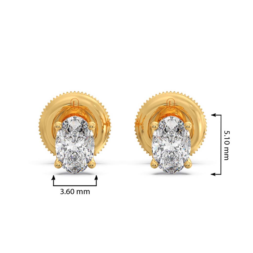 Oval Solitaire Lab Grown Diamond Stud Earrings For Women |Bis Hallmarked And Igi Certified Vvs-Vs Ef Cvd Diamonds : LJ-E00358