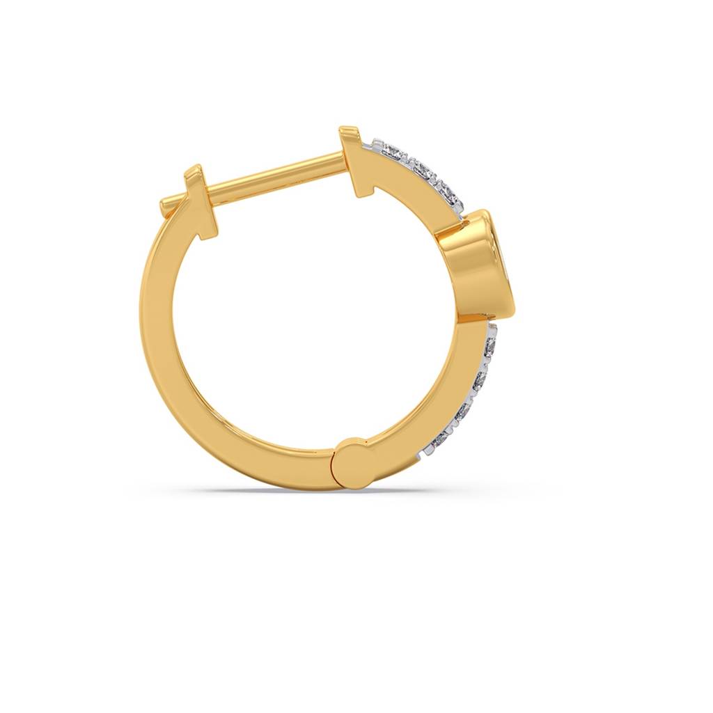 14K Yellow Gold And 0.252 Ct Lab Grown Diamond Earring For Women| Hinged Back Hoop Earrings | Perfect For Annivers : LJ-E00389
