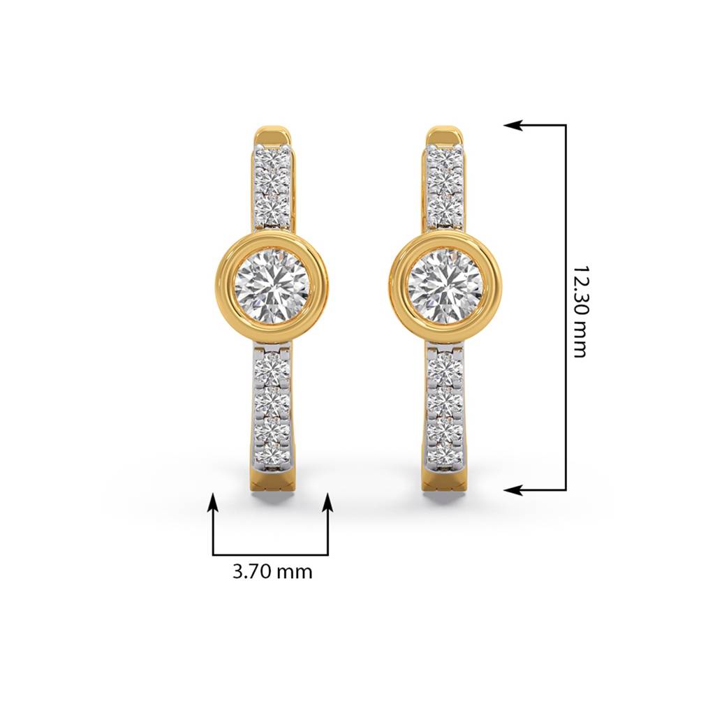 14K Yellow Gold And 0.252 Ct Lab Grown Diamond Earring For Women| Hinged Back Hoop Earrings | Perfect For Annivers : LJ-E00389